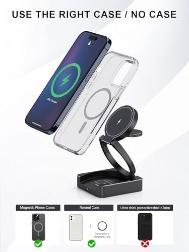 Ultimate 3 in 1 Wireless Charging Station – Qi2-Certified Foldable Charger for i Phone 15/14/13/12, Apple Watch & Air Pods – Fast, Portable Power Hub with Safety Features for On-the-Go Users