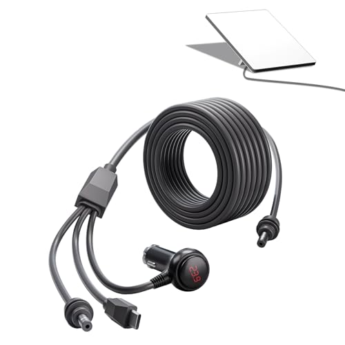 Starlink Mini Power Cable – 3-in-1 10 FT USB-C to DC5521 with 12 V Car Adapter and Voltage Display for Enhanced Off-Grid Charging – Perfect for Starlink Mini, Power Banks & Solar Solutions, High-Speed PD 100 W+ Support