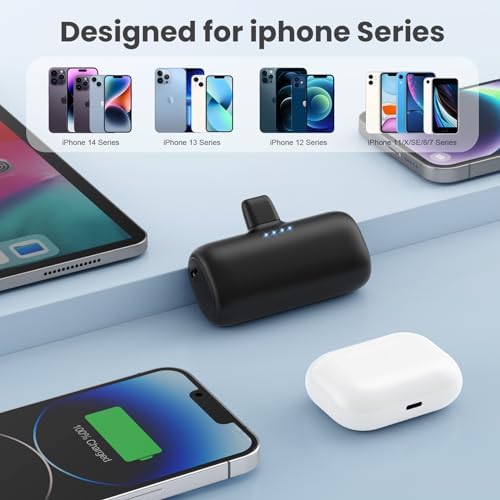 Ultra-Compact 2-Pack i Phone Power Bank – 5200 m Ah PD Fast Charging Mini Portable Charger for Travel – Cordless, Lightweight Battery Pack Compatible with i Phone 14/14 Pro/13/12/11/X/8/7/6 Plus – Essential Charging Solution for On-the-Go Lifestyles