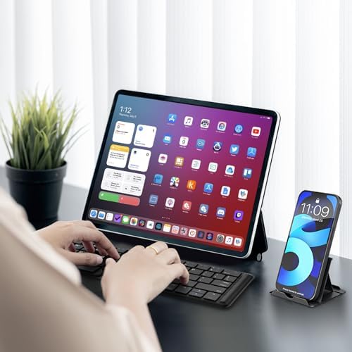 Transform Your Typing Experience with the OMOTON Foldable Bluetooth Keyboard – Portable, Multi-Device Compatible, and Rechargeable for Ultimate Convenience on i Phone, i Pad, Android, Windows, and More! Enjoy Effortless Connectivity and Ergonomic Comfort, Perfect for On-the-Go Professionals and Students.