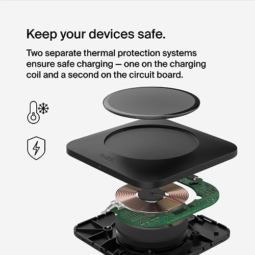 Belkin Boost Charge Pro 15 W Universal Easy Align Wireless Charging Pad – Fast Qi Charger with Large Surface for Effortless Device Compatibility, Ideal for Apple i Phone, Samsung Galaxy, and Air Pods Pro, Stylish Black Design for Home or Office Use