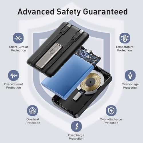 Ultimate 16800 m Ah Magnetic Wireless Power Bank – 15 W Fast Charging Portable Charger with Dual Built-in Cables & LED Display – Travel-Friendly Battery Pack for i Phone 16/15/14/13/12 Series & Android Devices – Enhanced Compatibility, Slim Design, and Multiple Device Charging Options