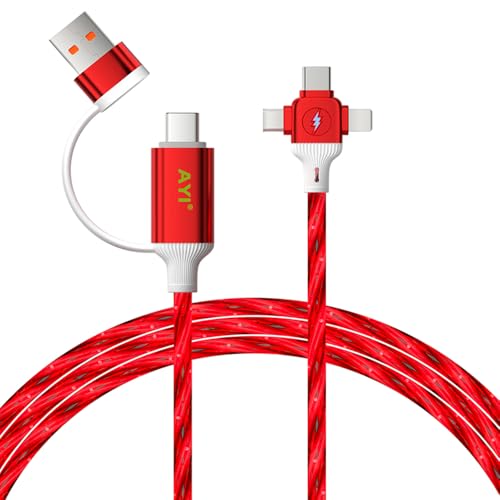 AYI 6-in-1 Universal Multi-Port Charger: Fast PD Charging Cable with USB A/Type C, Lighted Current Indicator, and Enhanced Device Compatibility for Smartphones, Laptops, and Tablets – Compact, Durable, and Travel-Friendly Solution