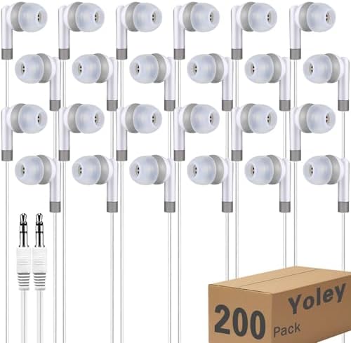Bulk Earbud Headphones 50-Pack – Premium Wired Earphones for Classrooms & Group Learning, Exceptional Durability & Sound Quality, Perfect for Kids, Teens & Adults – Versatile Comfort for Family Activities & Educational Use (Black)