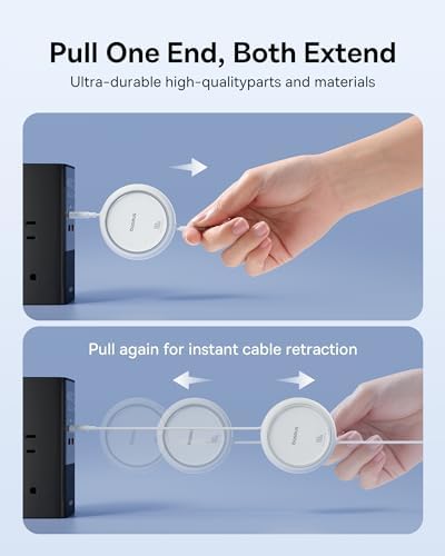 Baseus 100 W Retractable USB-C to USB-C Charging Cable – Versatile 6.6 ft Length with 7 Adjustable Stages for High-Speed Charging of i Phone 16/15 Pro Plus, Mac Book, i Pad Pro, Samsung S24/S23+ – Durable, Tangle-Free Solution for Home and Travel Charging Needs