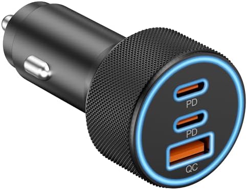Ultimate 3-Port USB C Car Charger – 67 W High-Speed Dual USB-C & USB-A Adapter for i Phone 16/15/14/13/12/11/Pro Max, Samsung Galaxy S25/S24/S23/S22/S21, Pixel & Android Devices – Rapid PD/QC Charging with Safety Features for Road Trips and Daily Commutes
