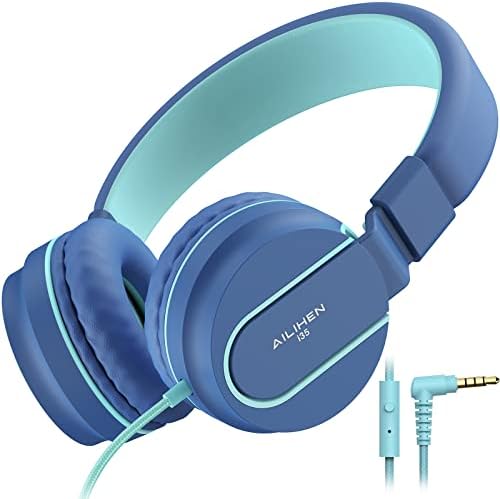Stylish AILIHEN I35 Kids Foldable Headphones with Safe 93 d B Volume Limiting and HD Microphone – Perfectly Designed for Learning and Fun on Chromebooks, Laptops, and Tablets – Trendy Pink and Purple Color for Young Explorers and Students