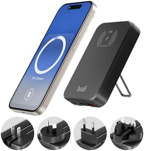 BUDI PD3.0 65 W Ga N USB-C Foldable Travel Charger – Ultra-Thin Wall Adapter for Mac Book, Microsoft Surface Go, i Phone, i Pad – Fast Charging with Safety Features for On-the-Go Power Solutions