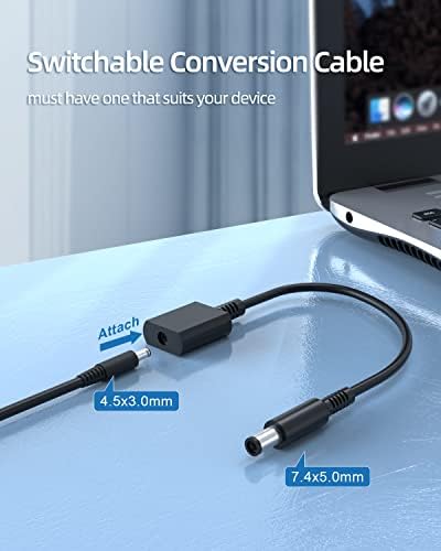 High-Performance Dell Laptop Charger – 65 W & 45 W Compatibility, UL Safety Certified, Compact Design with Switchable Round Connectors for All Models, Enhanced Charging Speed & Reliability, 30-Day Returns & 24-Month Warranty Included