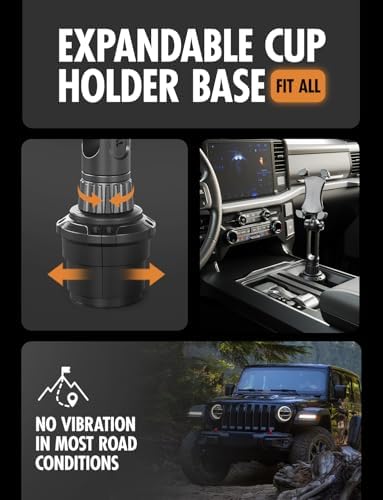 Ultimate Flexibility: Tough Tested Adjustable Mobile Cup Holder Phone Mount with 360° Rotation, Bendable No-Vibration Boom Arm, and Quick Release for All Smartphones – Elevate Your Driving Experience with Enhanced Safety and Convenience
