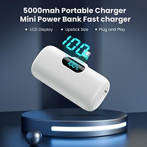 Ultra-Compact 5000 m Ah Power Bank – High-Speed USB-C Mini Portable Charger with LCD Display, Perfect for i Phone 16/15 Series & Android Devices – Lightweight Battery Pack for Travel and Daily Use, Enhanced Compatibility & Fast Charging Solutions