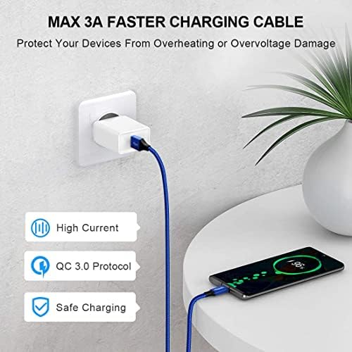 Premium 12 ft Braided USB C Cable (2-Pack) by etguuds – Fast Charging & Data Transfer for Samsung Galaxy S22/S21/S20 Ultra, LG, Moto, Pixel – Durable, Universal Compatibility for Home & Office Use, Effortless Connectivity