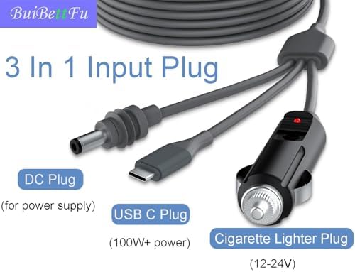 Starlink Mini 10 FT DC Power Cable for Vehicles – Heavy-Duty 12 V-24 V Car Charger Adapter with Waterproof Design | High-Speed Connectivity for On-the-Go Internet Access | Versatile 3-in-1 USB-C Plug Cord for Camping & Travel