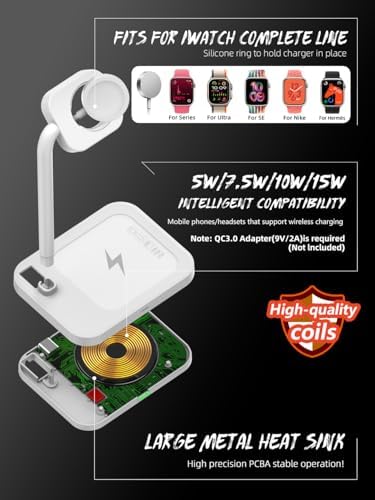 Advanced 2-in-1 Charging Station for i Watch & i Phone – Fast Charging Dock for i Phone 16/15/14/13/12/11/X/8, i Watch Series Ultra/10/9/8/7/6/SE/5/4/3/2/1, and Air Pods 2/3/4 – Elegant White Design for Optimal Device Organization and Speed Boost