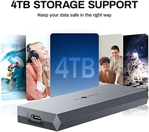 Ultra-Durable SETMSPACE NVME Enclosure – 10 Gbps SSD Adapter for M-Key Drives, Solid Aluminium Alloy Case with USB C/A Cables, Supports 2230/2242/2260/2280 Sizes, Enhanced Portability and Robust Performance in Sleek Grey Design