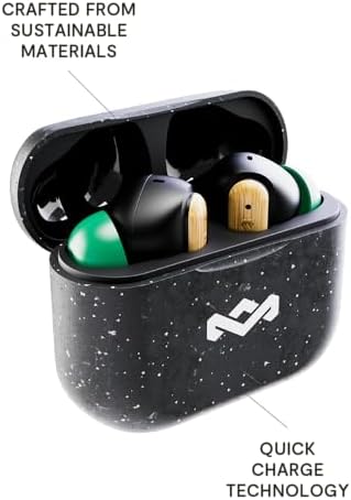 House of Marley Little Bird Eco-Conscious True Wireless Earbuds – Exceptional Audio Quality with Touch Controls, Integrated Mic, 24-Hour Battery Life, and USB-C Fast Charging – Ideal for Gamers and Music Enthusiasts (Red) – Experience Sustainable Sound Innovation for Everyday Use