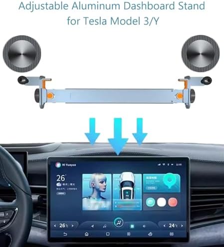 Tesla Car Mount (Single Magnetic Head) for Tesla Phone Holder Model Y & 3 Adjustable Aluminum Dashboard Stand, Tesla Phone Holder Compatible with iPhone 12-16 Series – Enhanced Compatibility and Speed
