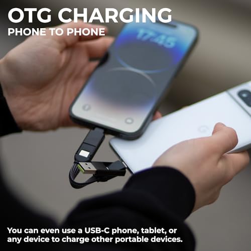 Ultimate 6-in-1 USB C and Lightning Charging Cable – Rolling Square in Charge X, 100 W Fast Charger for Smartphones, Tablets, and Laptops, Compact Universal Cable for Enhanced Performance and Travel Convenience, Durable Black Design