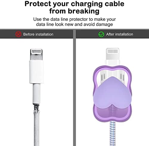 Charming Kawaii Waves DIY Cable Protector for i Phone Chargers – 3 D Love Heart Design, Durable Data Cable Saver for i Phone 11, 12, 13, 14, Pro Max, XS, XR, X, 7, 8 Plus – Lightweight & Easy to Install for Enhanced Charging Experience – Perfect i Phone Charger Accessory to Prevent Fraying and Damage