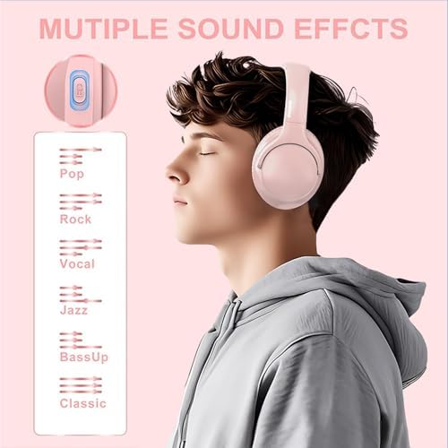 MIDOLA Hi-Fi Bluetooth Over-Ear Headphones – 68-Hour Playtime, Foldable Design for Ultimate Portability, Deep Bass with 6 Custom EQ Modes, Integrated Microphone for Crystal Clear Calls – Perfect for Travel and Home Office Use