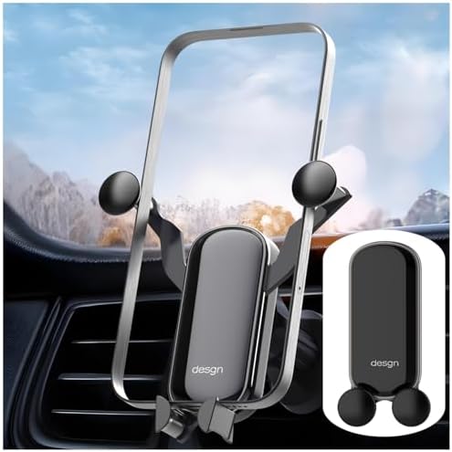Ultimate Hands-Free Car Phone Holder with Metal Hook Clip – Universal Air Vent Mount for i Phone & Android Smartphones, 360-Degree Rotation, Sleek Black Design for Safe Navigation and Calls, Essential Driving Accessory