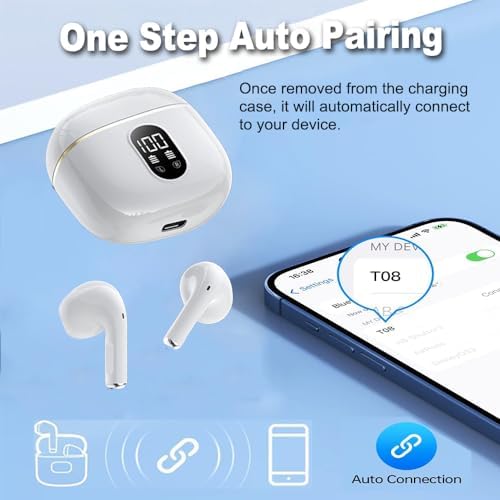 Revolutionary Waterproof Bluetooth Earbuds with HIFI Deep Bass and Smart LED Battery Display | Ultimate Hands-Free Experience for i Phone, PC & i Pad | Perfect for Active Lifestyles and Long Listening Sessions