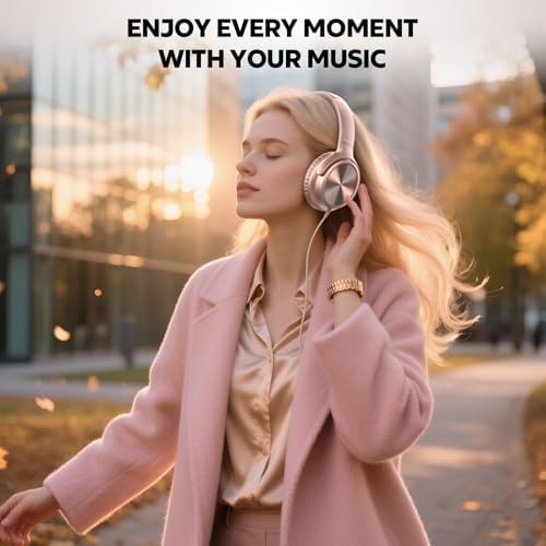Transform Your Audio Journey with Cowyawn’s Premium USB Type-C Over-Ear Headphones – Stunning Rose Finish, Superior HD Stereo Sound, and Integrated Microphone for Effortless Communication – Ideal for Chromebook, Laptop, and i Phone Users Seeking Optimal Comfort with Portable, Foldable Design