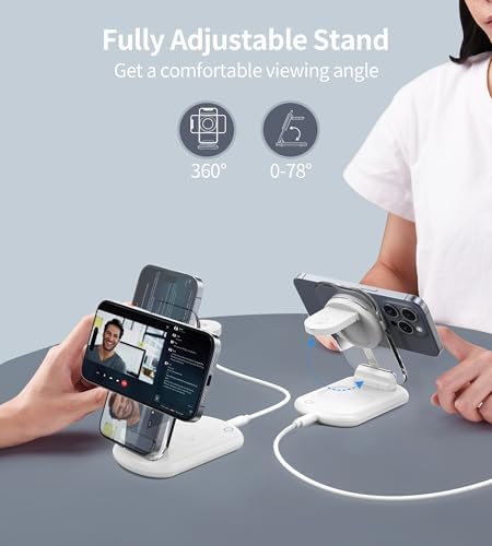 Ultimate 3-in-1 Magnetic Wireless Charging Station for Apple: Fast, Foldable Mag-Safe Charger with Night Light for i Phone 16/15/14/13/12, Apple Watch & Air Pods Pro – Travel-Ready, Enhanced Compatibility, and Rapid Charging Solution