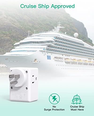 Dual USB Wall Charger & Multi-Plug Outlet Extender – 2 Pack Travel Power Strip for Easy Charging on Cruises & Hotels, ETL Listed, Compact & Lightweight Design for Ultimate Portability