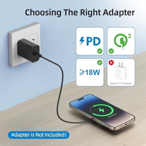 High-Speed Magnetic Wireless Charger for i Phone – 15 W Max Mag Safe Charging Pad, Compatible with i Phone 16/16 Pro/Pro Max/15/14/13/12/11 – Includes USB-A Wall Adapter for Seamless Power Delivery – Stylish Black Design for Modern Aesthetics