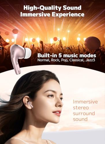 Advanced Bluetooth 5.4 Wireless Earbuds with Active Noise Cancelling (ANC) and Immersive Deep Bass – Uninterrupted 48-Hour Playtime for Ultimate Comfort and Connectivity, Ideal for Workouts, Travel, and Home Entertainment