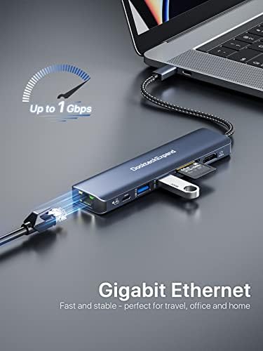 Transform Your Tech Experience with the Dockteck 7-in-1 USB C Hub Multiport Adapter – Ultimate 4 K HDMI, High-Speed Ethernet, 100 W PD Charging, Dual USB 3.0 Ports & SD/TF Card Reader for Mac Book, i Pad, HP, Dell XPS & More – Perfect for Seamless Connectivity and Enhanced Productivity!