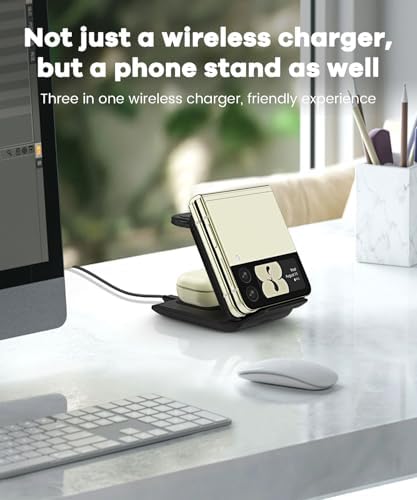 Ultimate Fast Wireless Charging Station for Samsung Galaxy Z Flip Series & Motorola Razr+ – 2-in-1 Foldable Travel Charger with PD 20 W Adapter, Sleek White Design for On-the-Go Convenience – Enhanced Speed & Compatibility for Modern Lifestyles