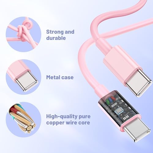 Dual-Port 45 W USB-C Wall Charger for Samsung Galaxy S25/S24 Ultra – Super Fast Charging with 2-Pack 6.6 ft Cables, PD 3.0 & PPS Technology for Enhanced Compatibility and Performance – Ideal for Mobile Professionals and Families