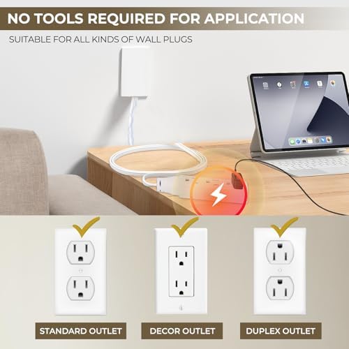 Revolutionize Your Power Access with the Outlet Concealer Power Strip – 3 AC Outlets, 5 ft Flat Plug Extension Cord for Home, Office & Kitchen – Child & Pet Safe Design, Universal Compatibility, 1625 W Capacity, Ideal for Streamlined Electronics Management