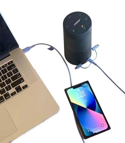 Versatile 3-in-1 Universal Charging Cable – 6 ft Nylon Braided Charger for i Phone, Android & More | Lightning, Type C & Micro USB Compatibility | Fast Charging Solution in Vibrant Tangerine for Ultimate Convenience and Style