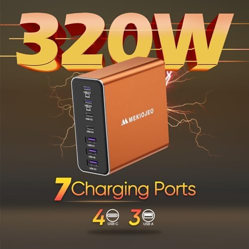 Elevate Your Charging Game with the 65 W Ga N 7-Port Aluminum USB-C Power Hub – High-Speed Multi-Device Charger for Mac Book Pro, i Pad Pro, and i Phone – Lightweight, Travel-Friendly Design with Advanced Safety Features for Efficient Power Delivery
