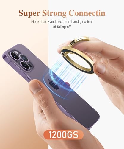 GVIEWIN Magnetic Phone Ring Holder, Compatible with MagSafe Phone Grip with Adjustable Stand, Magnet Phone Ring Kickstand for iPhone 16 Pro Max/Plus/15/14/13/12 Series/Other Phones (Purple) – Enhanced Compatibility and Speed