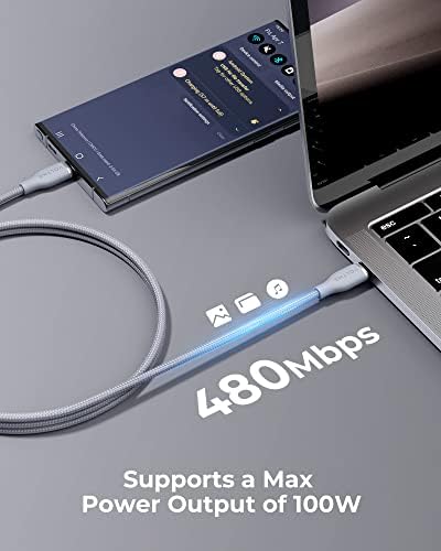 VOLTME 3.3 ft USB C Cable 2-Pack – Premium Nylon Braided Type C Charger for Fast Charging & High-Speed Data Transfer – Compatible with Mac Book Pro 2020, i Pad Pro 2021, Galaxy S22, Pixel, Switch & More – Durable, Universal Charging Solution in Grey for Enhanced Performance and Longevity