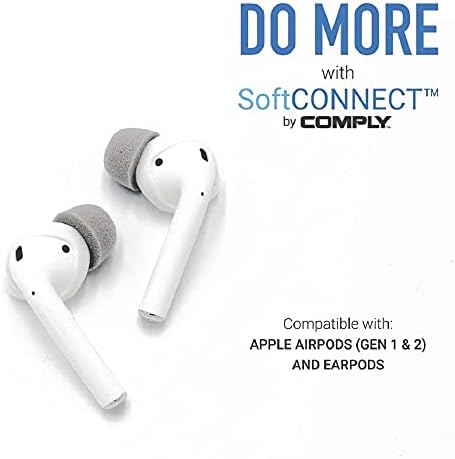 Transform Your Listening Experience with Comply Soft CONNECT Foam Earbud Tips – Premium Memory Foam for Apple Air Pods 1 & 2, Earpods, and Generic Models | Gray Medium – Unmatched Comfort, Noise Isolation, and Longevity