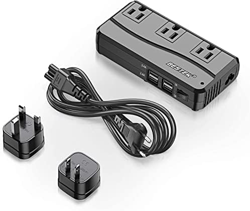 Global Travel Adapter and Voltage Converter: BESTEK 220 V to 110 V with 4 USB Fast Charge Ports – Sleek, Lightweight Design for Effortless Charging in UK, AU, US & EU – Ultimate Travel Companion for Modern Explorers