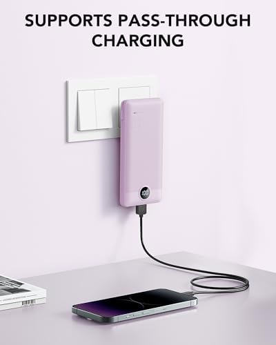 VRURC 10,000 m Ah USB C Power Bank with Built-in Cables & AC Wall Plug – Compact Lightweight Travel Charger for Smartphones & Tablets – Ultimate Convenience & Enhanced Charging Speed