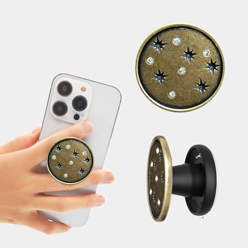 Vintage Gold One-Touch Phone Grip with Expanding Kickstand – Effortless Hands-Free Viewing, Comfortable Hold, and Wireless Charging Compatibility for Stylish Active Lifestyles – Secure Attachment and Enhanced Smartphone Usability