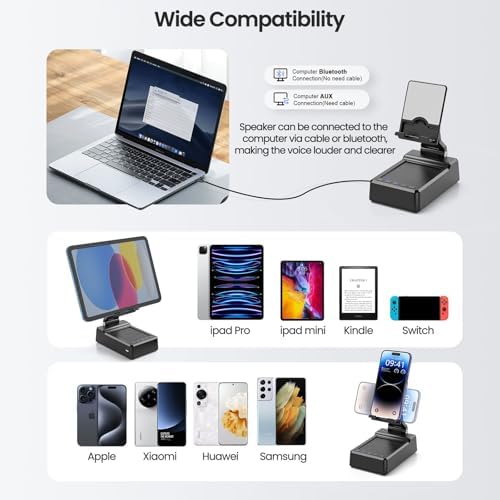 Gifts for Mom Women Men Dad, Foldable Adjustable Cell Phone Stand with Wireless Bluetooth Speaker and Portable Charger, Cellphone Holder Unique Birthday Gifts Cool Gadget for Her Husband Him Boyfriend – Enhanced Compatibility and Speed