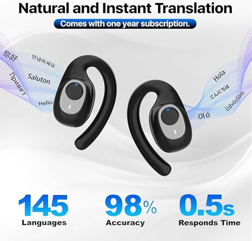 Transform Your Communication with OWS AI Translation Earbuds – Real-Time Translator Earphones in Stylish Black-Orange, Featuring 144 Language Support, Ergonomic Comfort, and Superior Audio Quality for Travelers, Professionals, and Language Enthusiasts