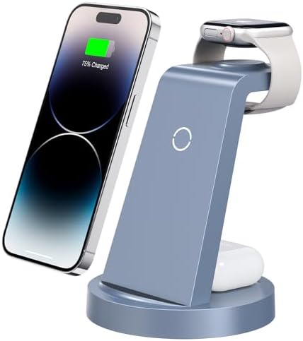 Sleek 3-in-1 Wireless Charging Station for i Phone & Apple Watch – Fast Charging Dock for Air Pods 11-16, Pro Max Models – Stylish Rose Finish & Space-Saving Design for Efficient Device Organization
