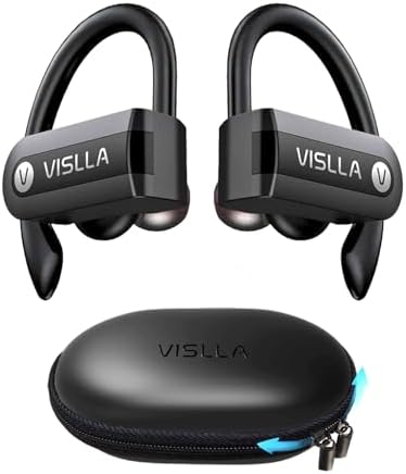 High-Performance Waterproof Bluetooth Earbuds with 82-Hour Battery Life, Ergonomic Earhooks & PU Leather Charging Case – Ideal Wireless Headphones for Gym, Running & Outdoor Activities with Hi-Fi Sound Quality and Built-in Mic for Seamless Connectivity