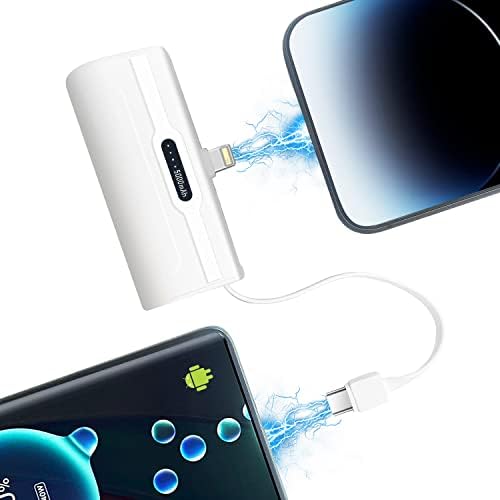 Compact 4800 m Ah Mini Power Bank Charger for USB-C and i Phone – Fast Charging, Direct Plugin Design for On-the-Go Power, Stylish White Color for All Users – Perfect for Students, Professionals, and Travelers