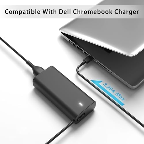 High-Speed 65 W USB-C Charger for Dell Latitude & XPS Series – Versatile AC Adapter Compatible with 5520, 5420, 7320, Chromebook 3100, XPS 13 & More – Enhanced Power Delivery & Durability with One-Year Warranty – Optimal for Fast Charging & Reliable Performance