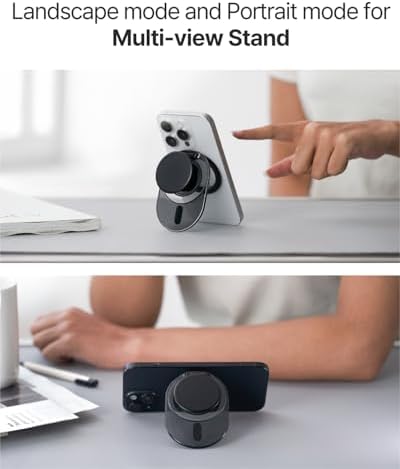 Maximize Your Smartphone Utility with the Sinjimoru Mag Safe-Compatible Phone Grip Stand – 3000 G Kickstand for i Phone 12 to 16, Includes Adaptor Ring for Effortless Hands-Free Use, Stylish Clear Black Design for Modern Aesthetics